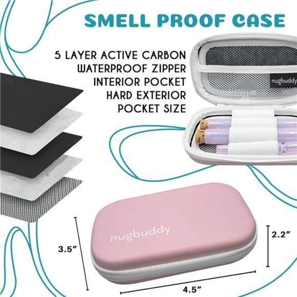 Pink smell proof storage case with glass jar tubes travel lockable organizer bag - Picture 3 of 7